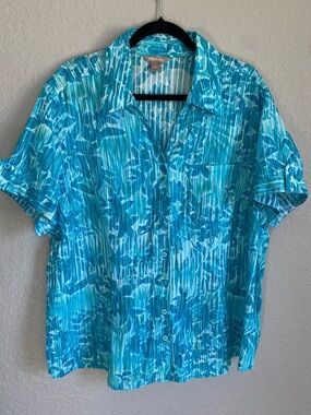 White Stag Turquoise Blue Short-Sleeve Button-Down Shirt